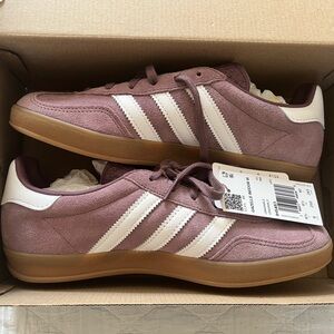 Adidas Mauve and White Suede Sneakers